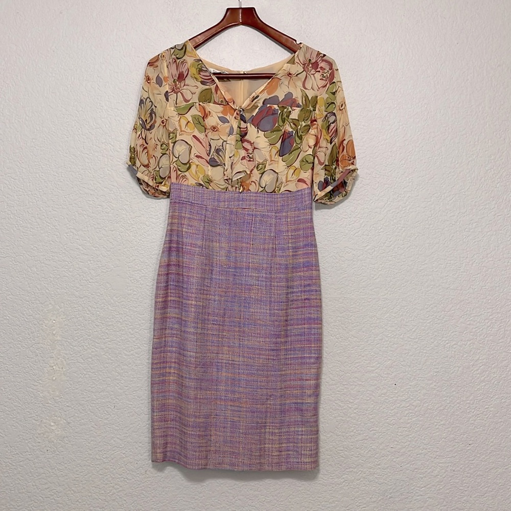 Kay Unger Vintage Silk Floral Tweed Pinup Dress